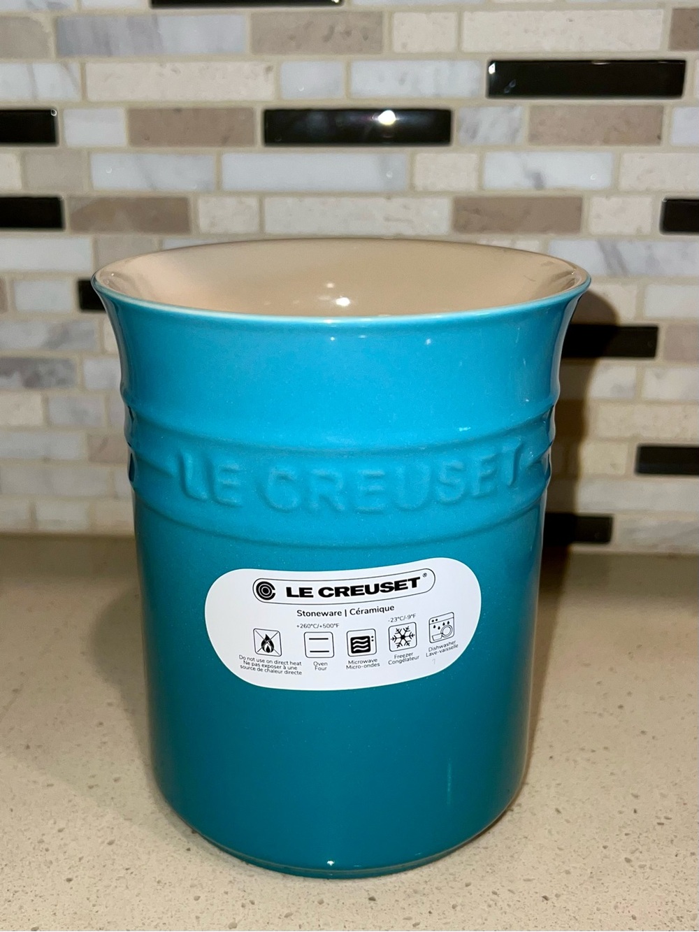 Le Creuset Stoneware Utensil Holder in color Caribbean- NWT